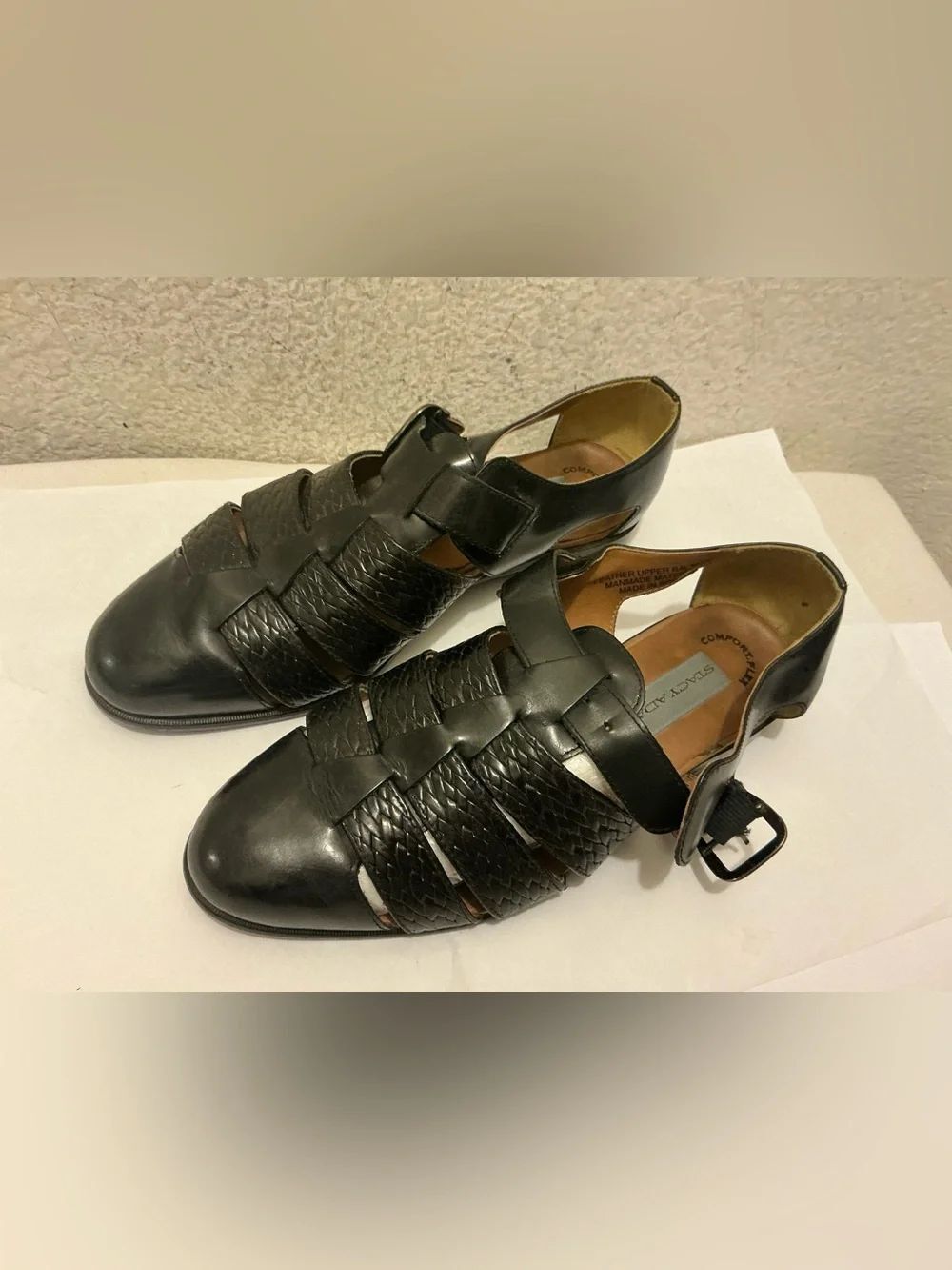 Stacy Adams Black Woven Leather Women’s Sandals